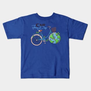 car free day earth wheel Kids T-Shirt